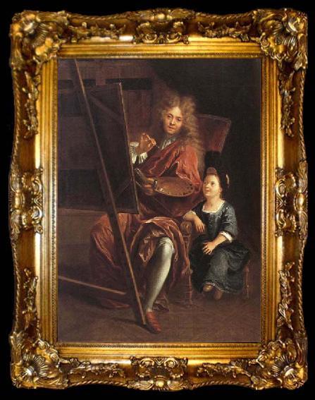 framed  Antoine Coypel Portrait of the Artist with his Son,Charles-Antoine, ta009-2